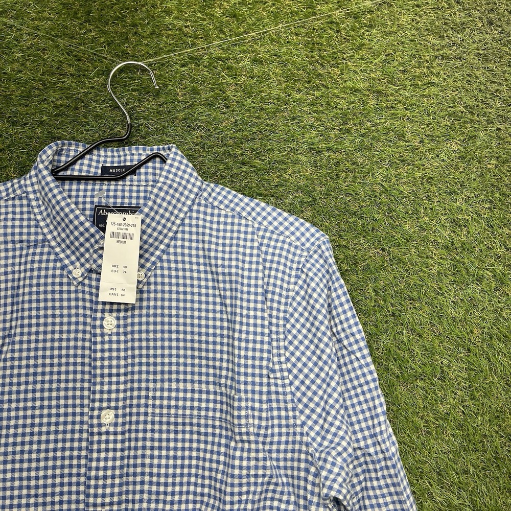 Abercrombie & Fitch Dress Shirt Mens Medium Muscle Check Long Sleeve Button